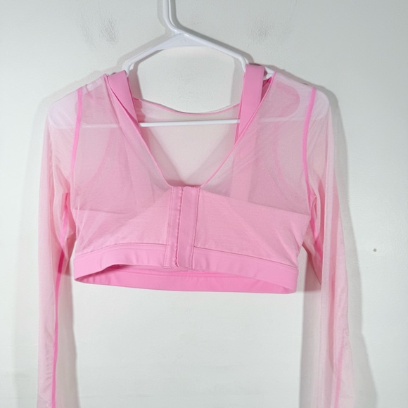 Popflex Coquette Long Sleeve Mesh Bra Top Bubblegum Pink Medium - Picture 10 of 14